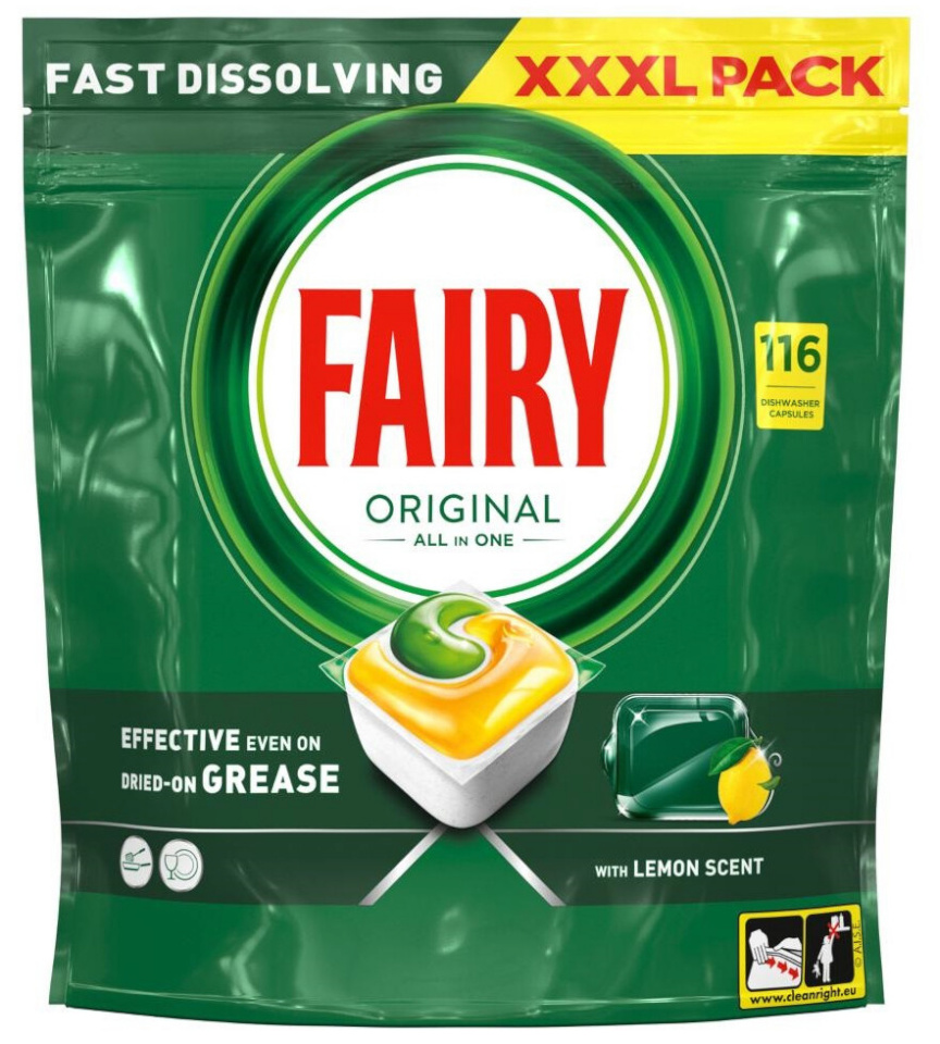 Fairy nõudepesumasina tabletid Original All in One, Lemon, 116tk
