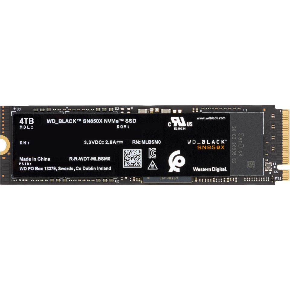 WD kõvaketas SSD must 4TB SN850 NVMe WDS400T2X0E