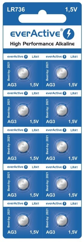 everActive patarei Mini alkaline batteries G3 LR736 LR41 10tk