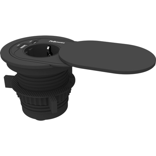 Fellowes pikendusjuhe Einbausteckdose Schreibtisch 230V USB-A,USB-C schwa