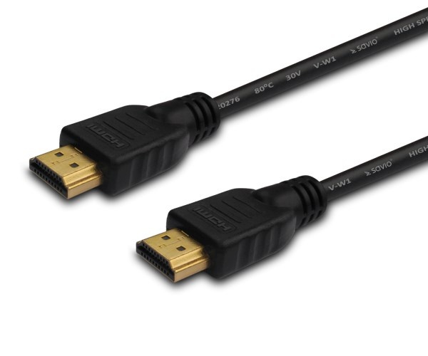 SAVIO kaabel CL-195 HDMI cable 2 m, must, kuldne-plated connectors, v2.0 high speed, ethernet/3D
