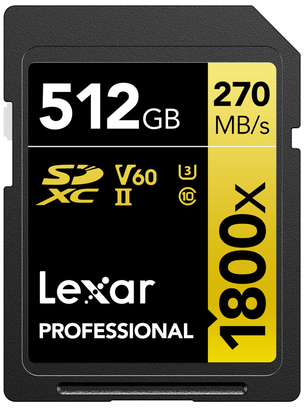 Lexar mälukaart SDXC 512GB Pro 1800x SDXC U3 (V60) UHS-II R270/W180 512GB