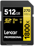 Lexar mälukaart SDXC 512GB Pro 1800x SDXC U3 (V60) UHS-II R270/W180 512GB