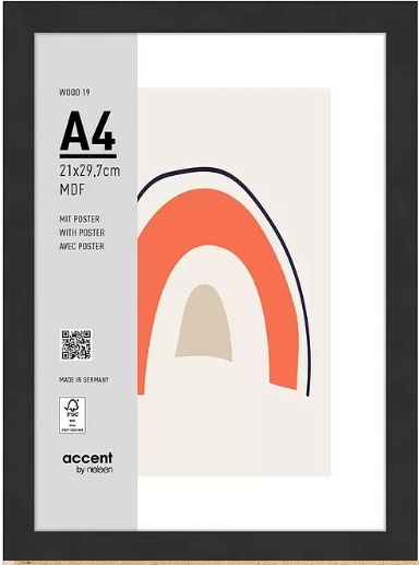 Nielsen Design pildiraam Photo Frame Wooden 3221201 Wood 19 must 21x29.7 cm
