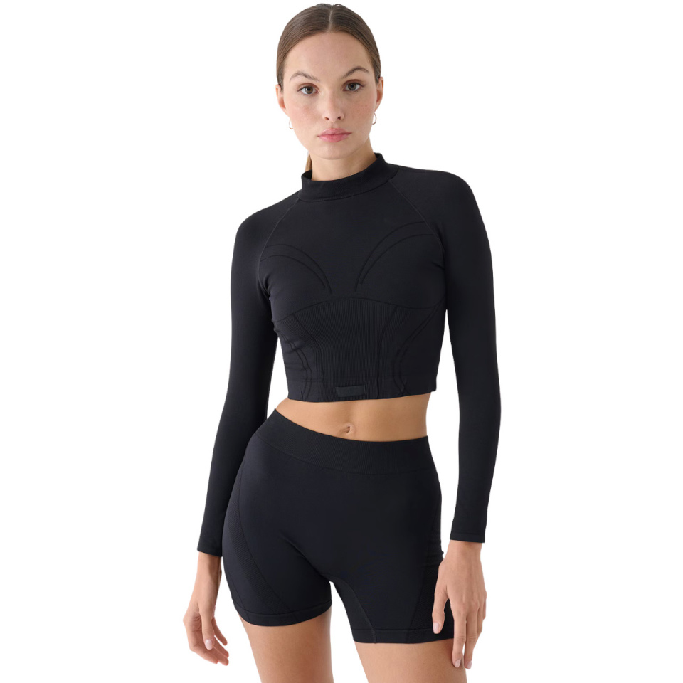 4F T-särk naistele Longsleeve Fnk F483 sügav must 4FRAW24TFLOF483 20S suurus M/L