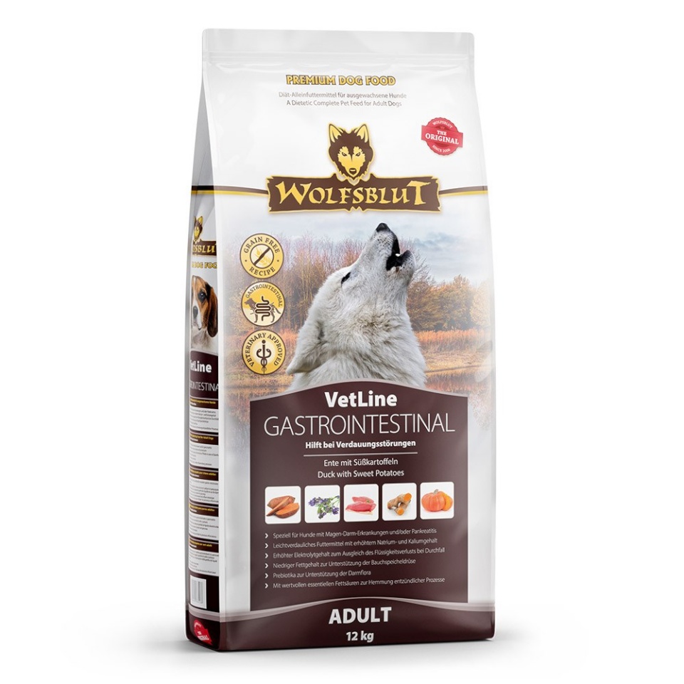 Wolfsblut kuivtoit koerale VetLine Gastrointestinal Adult Duck, Sweet Potato, 12kg 