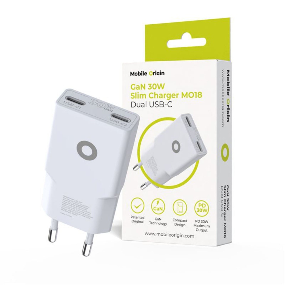 Mobile Origin laadija 30W Slim Charger TÜV MO18 Dual USB-C