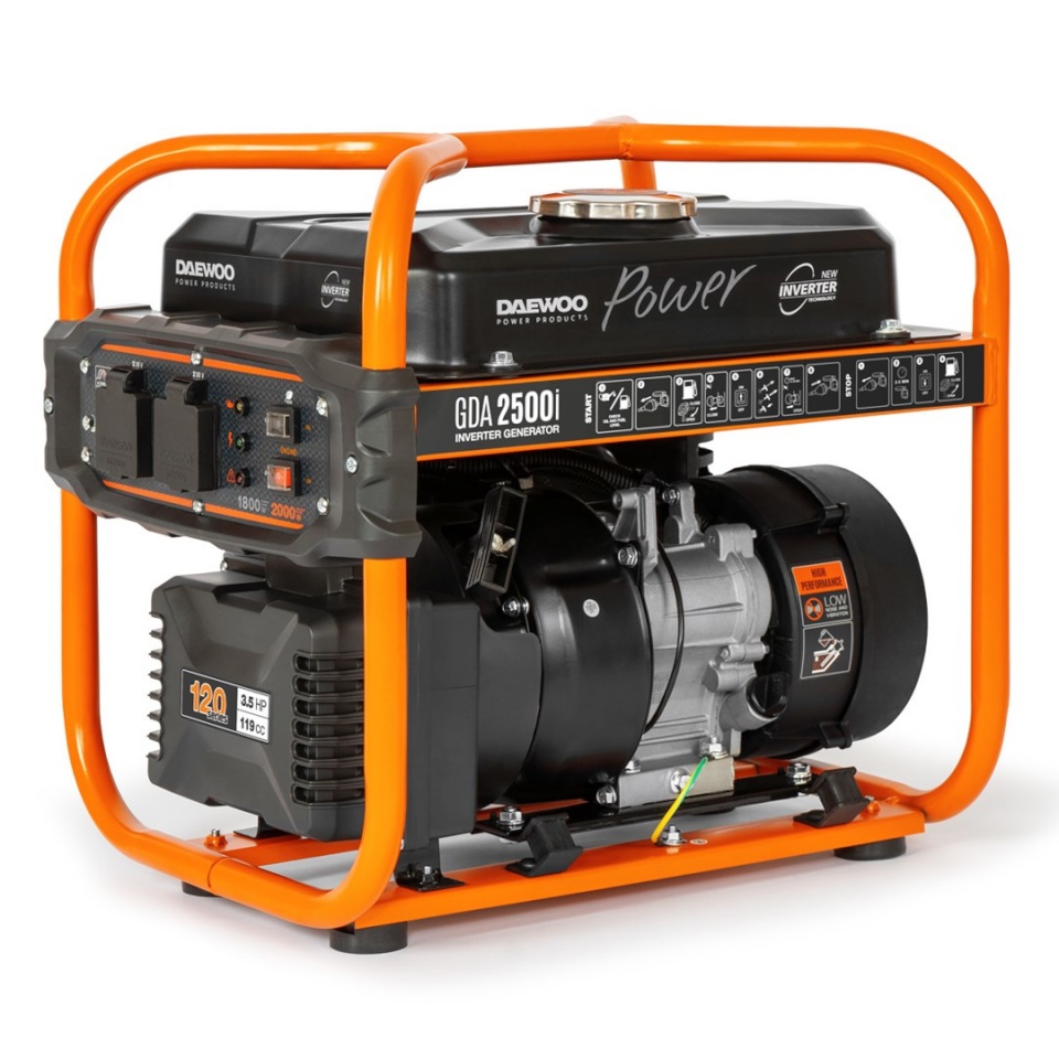 Daewoo generaator GDA 2500I Engine-Generator 1800 W 10 L Petrol must, oranž