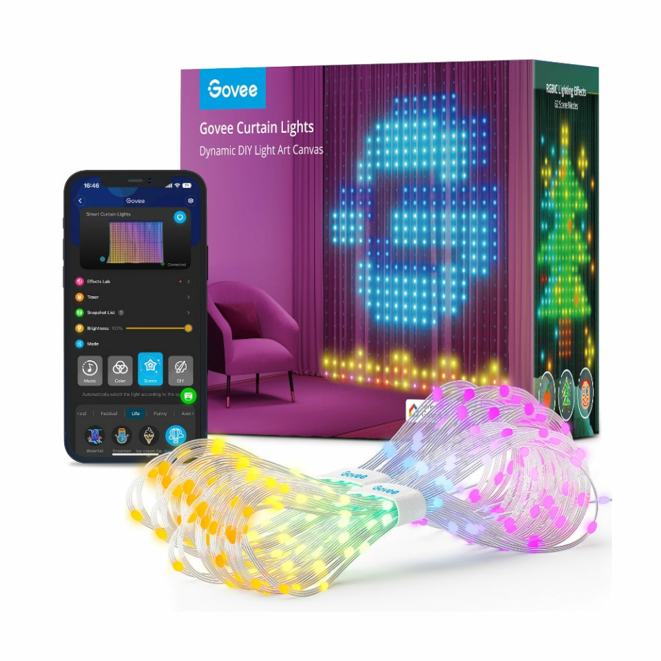 Govee WiFi ja Bluetooth kardin LED-valguskardin, 2000 mm