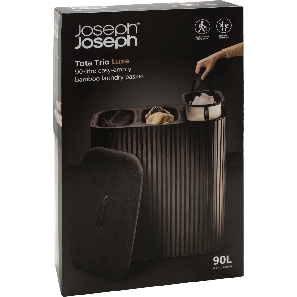 Joseph Joseph Tota Trio Luxe Wäschetrennkorb 90L, must
