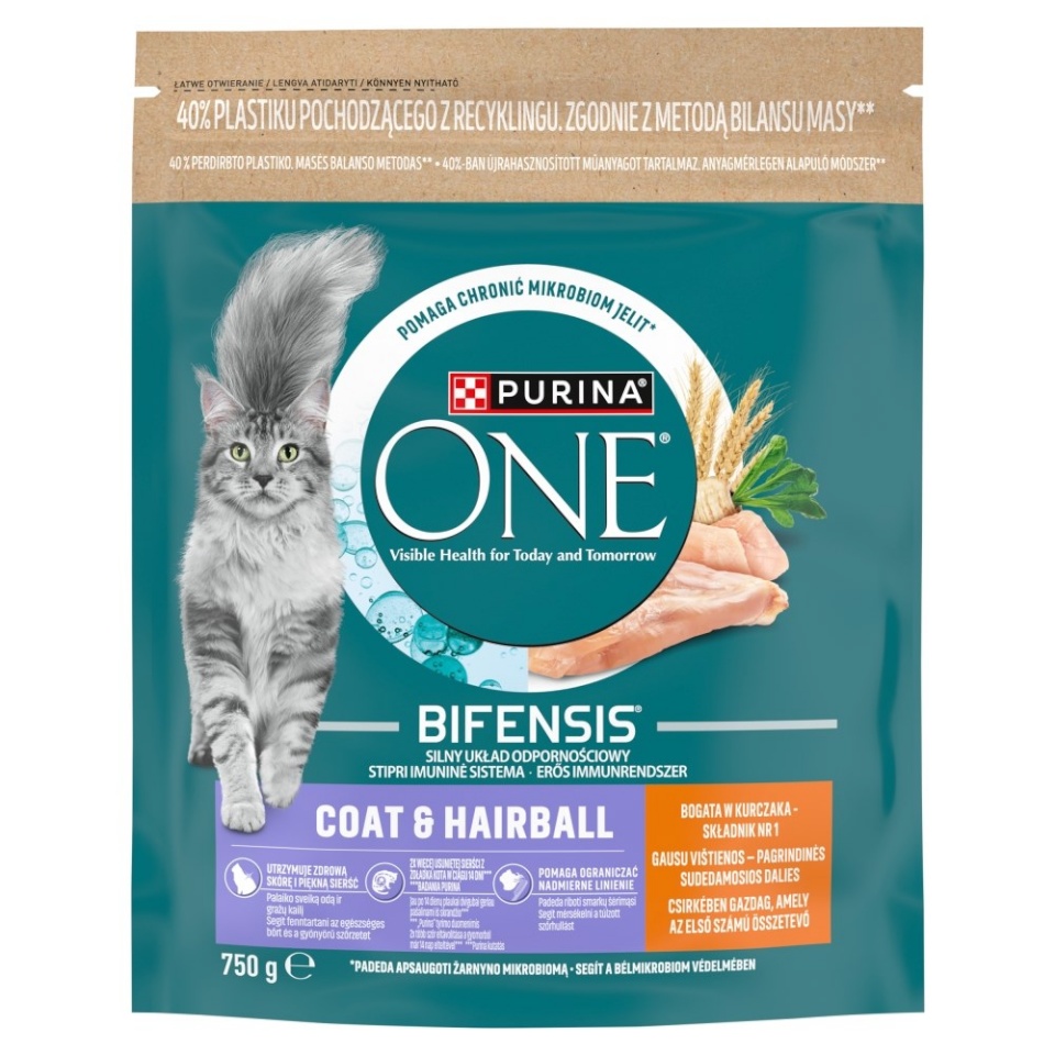 Purina Nestle kuivtoit kassile One Bifensis Coat & Hairball Rich in Chicken,d- 750g