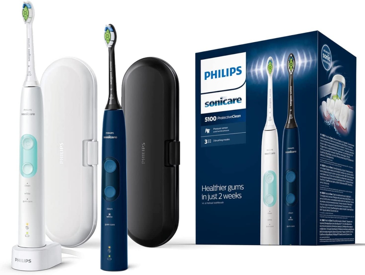 Philips elektriline hambahari HX6851/34 Sonicare ProtectiveClean 5100 Duo Electric Toothbrushes, valge/sinine