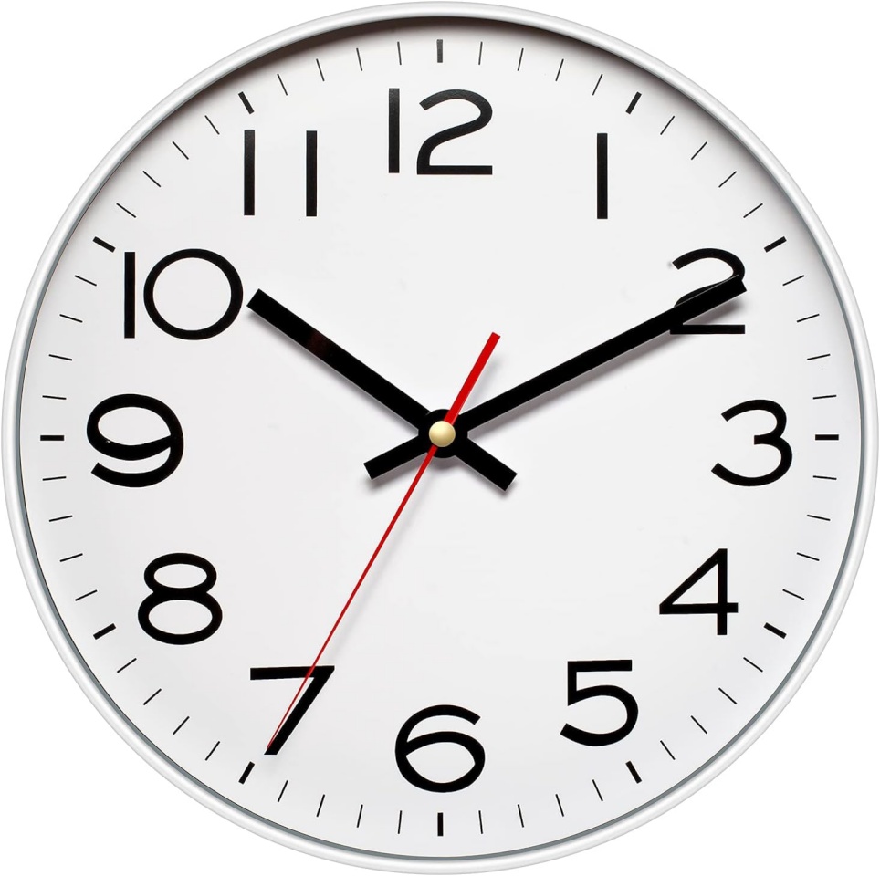 Nouvo seinakell Metal Frame with Glass Quarz 40cm, valge/metall