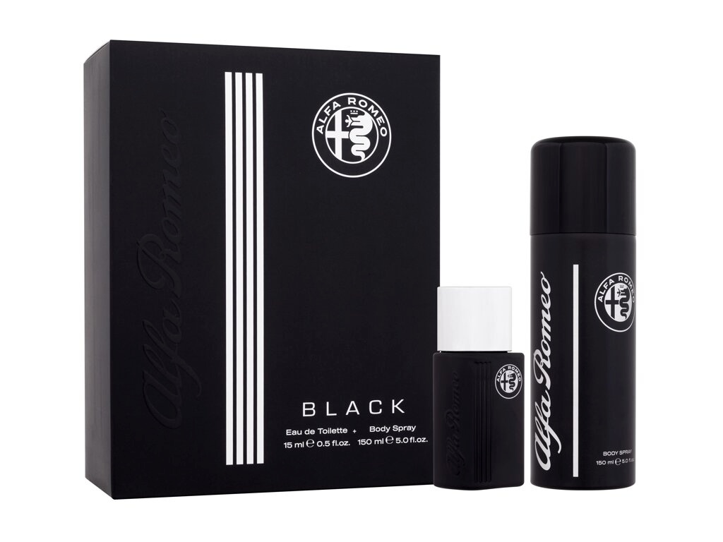 Alfa Romeo komplekt Black EDT 15ml + Body Spray 150ml, meestele