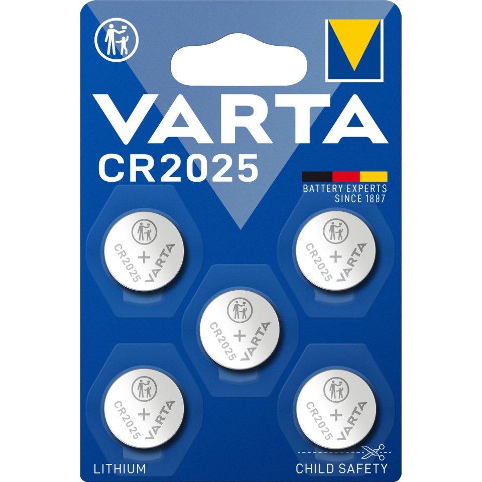 Varta patarei 1x5 electronic CR 2025 Lith. Coin Battery 06025 101 415
