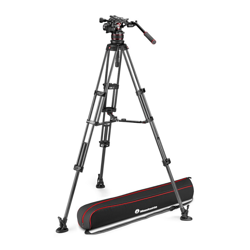 Manfrotto statiiv Nitrotech 612+Twin Carbon, sujuv videokaamera + kahekordne kokkupandav keskavaga