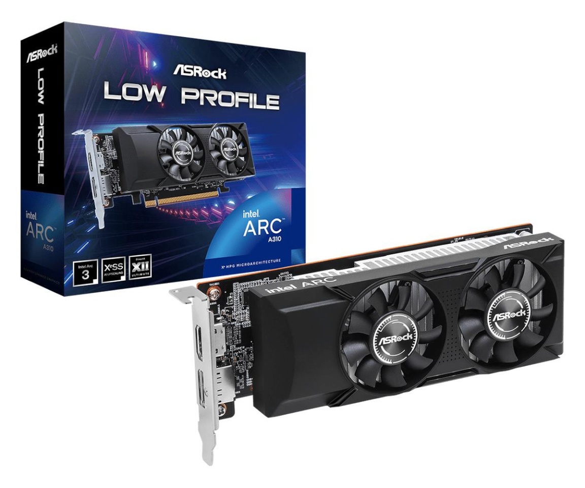 Asrock videokaart intel arc A310 2000MHz 4GB GDDR6 64bit pci Express X8 4.0 acTive a310lp4g