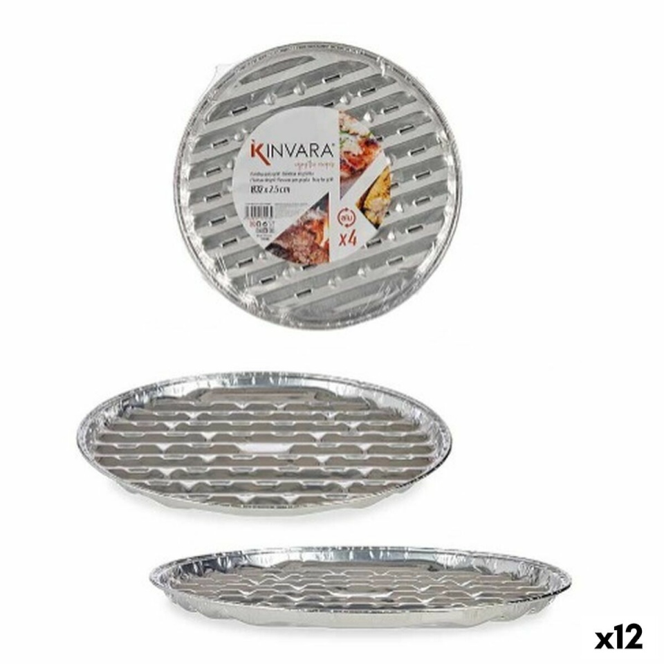 Kinvara Kandikute komplekt Hõbedane Alumiinium 32,5x32,5x1,7cm Pizza 4tk (12tk)