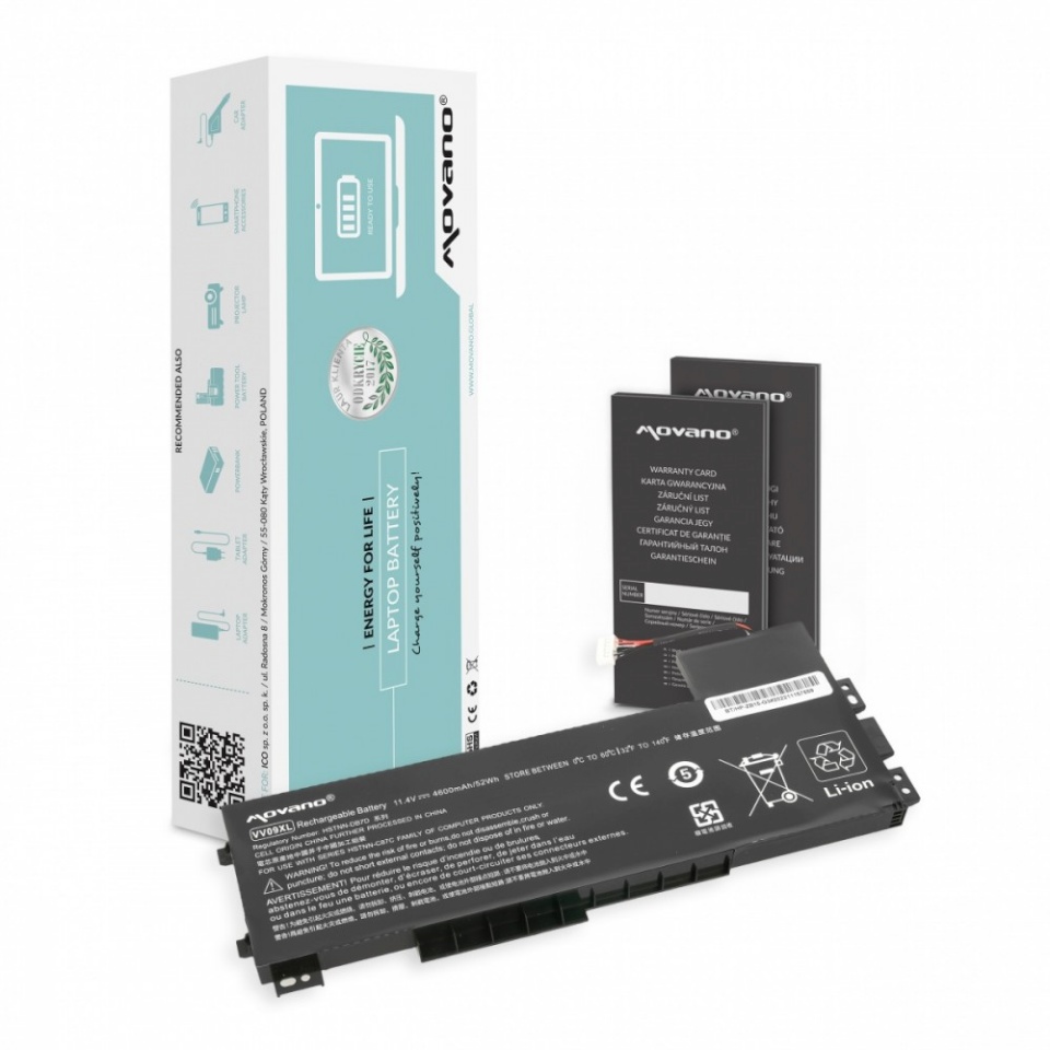 Movano sülearvuti aku VV09XL 808452-001 for HP Zbook 15 G3 15 G4 - 4600 mAh (52 Wh)