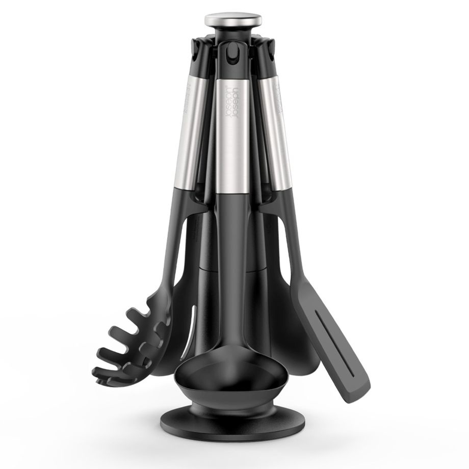 Joseph Joseph köögitarvikud Elevate 5-Piece Silicone Utensil Set Stand, must