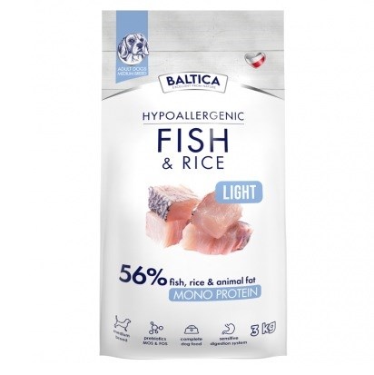 Baltica kuivtoit koerale Nutraceutic Hypoallergenic Light M Fish with Rice, 3kg