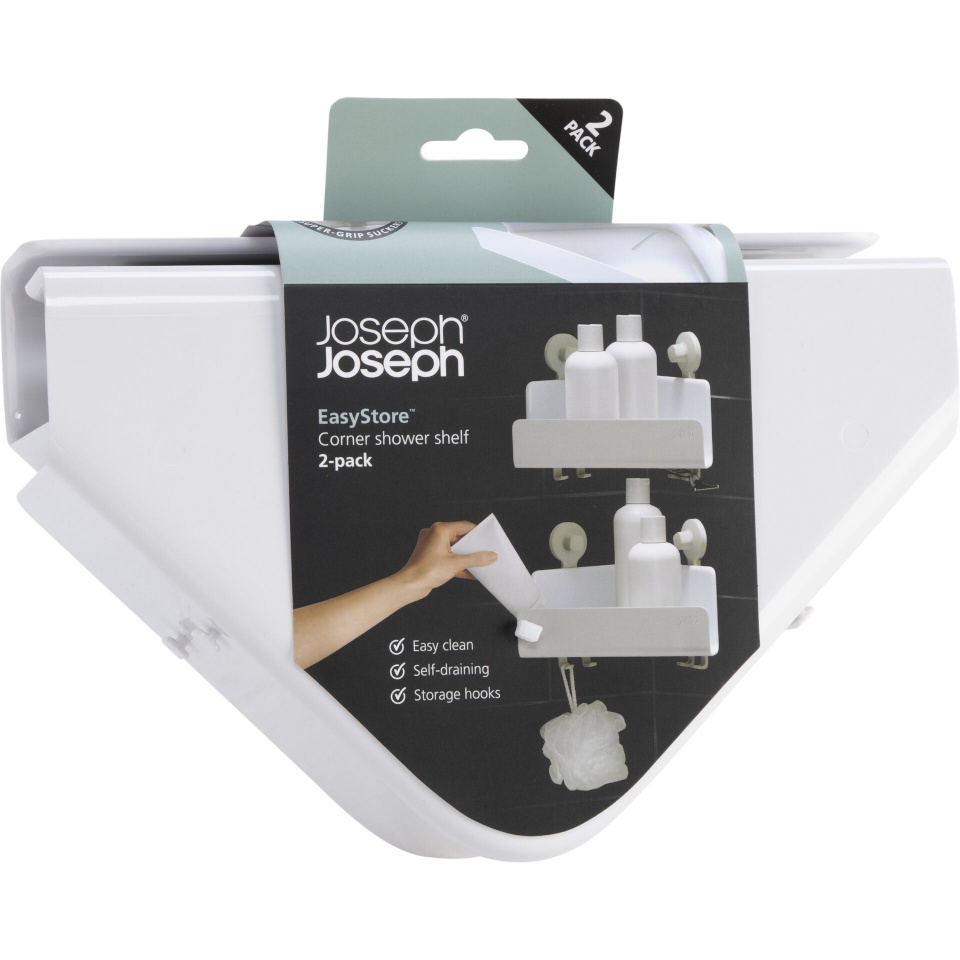 Joseph Joseph EasyStore 2-piece valge Corner Shower Shelf Set