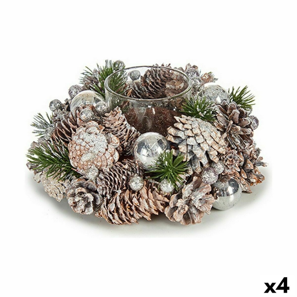 Krist+ Jõuluküünla Hoidja valge läbipaistev Hõbedane 19 x 9 x 19 cm (4 Ühikut)