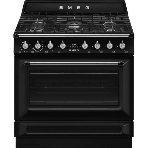 Smeg gaasipliit TR90GMBL Victoria, 5 x gaas, elektriahi, katalüüs/aurupuhastus, 90 cm, must