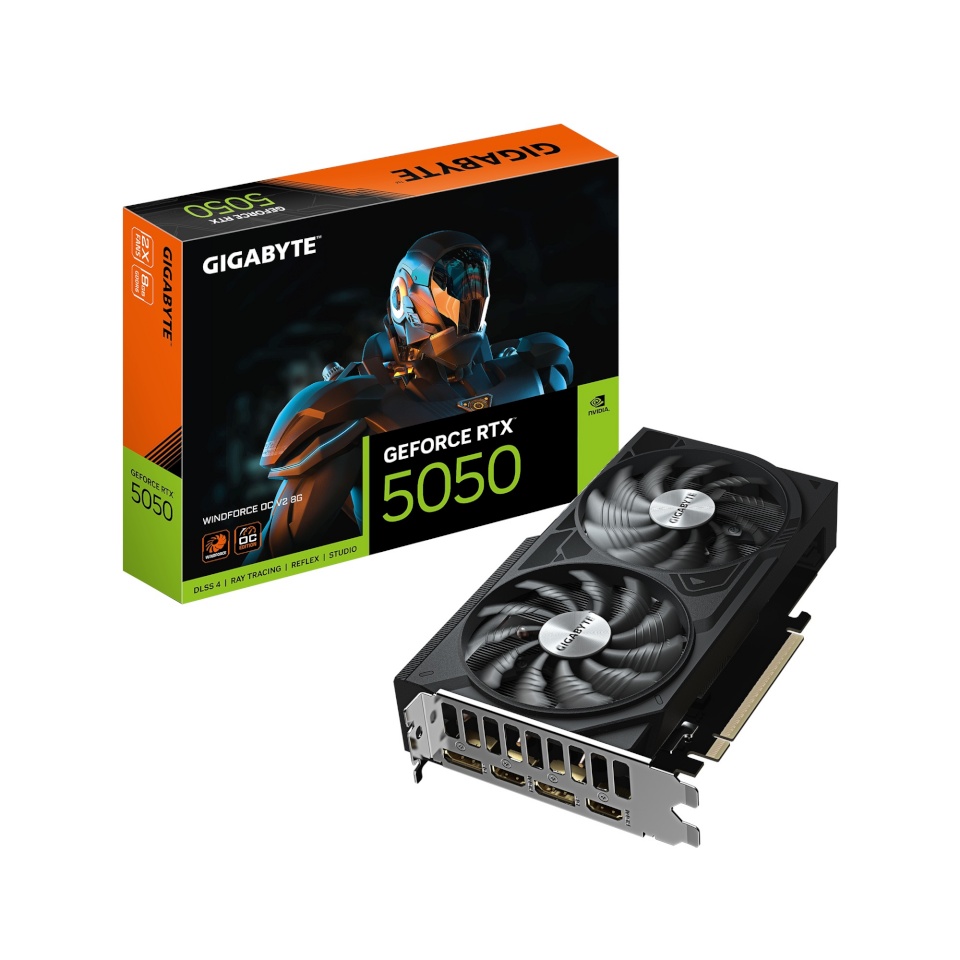 Gigabyte graafikakaart GeForce RTX 5050 WINDFORCE OC V2 8G NVIDIA 8 GB GeForce RTX 5050 GDDR6 PCI-E 5.0