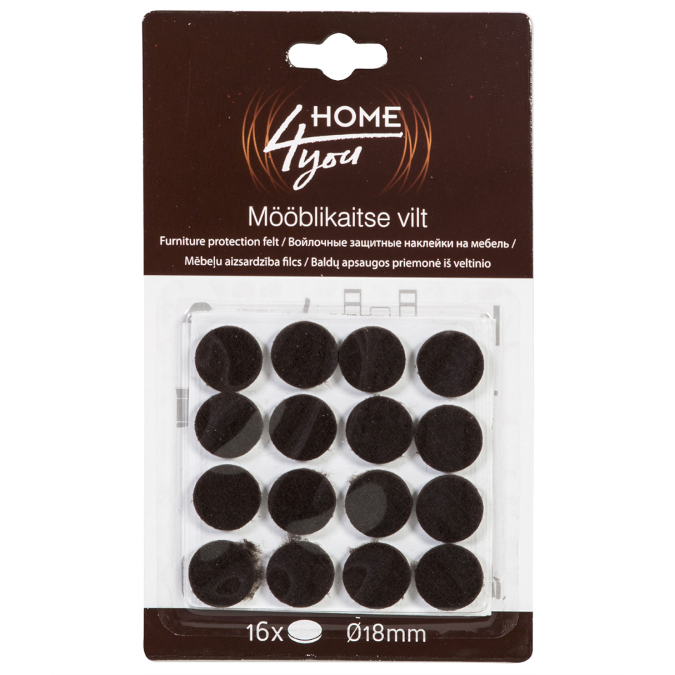 H4Y mööblikaitse vilt, 18mm x 16tk, must