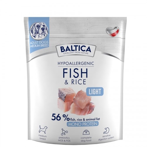 Baltica kuivtoit koerale Nutraceutic Hypoallergenic Light M Fish with Rice, 1kg