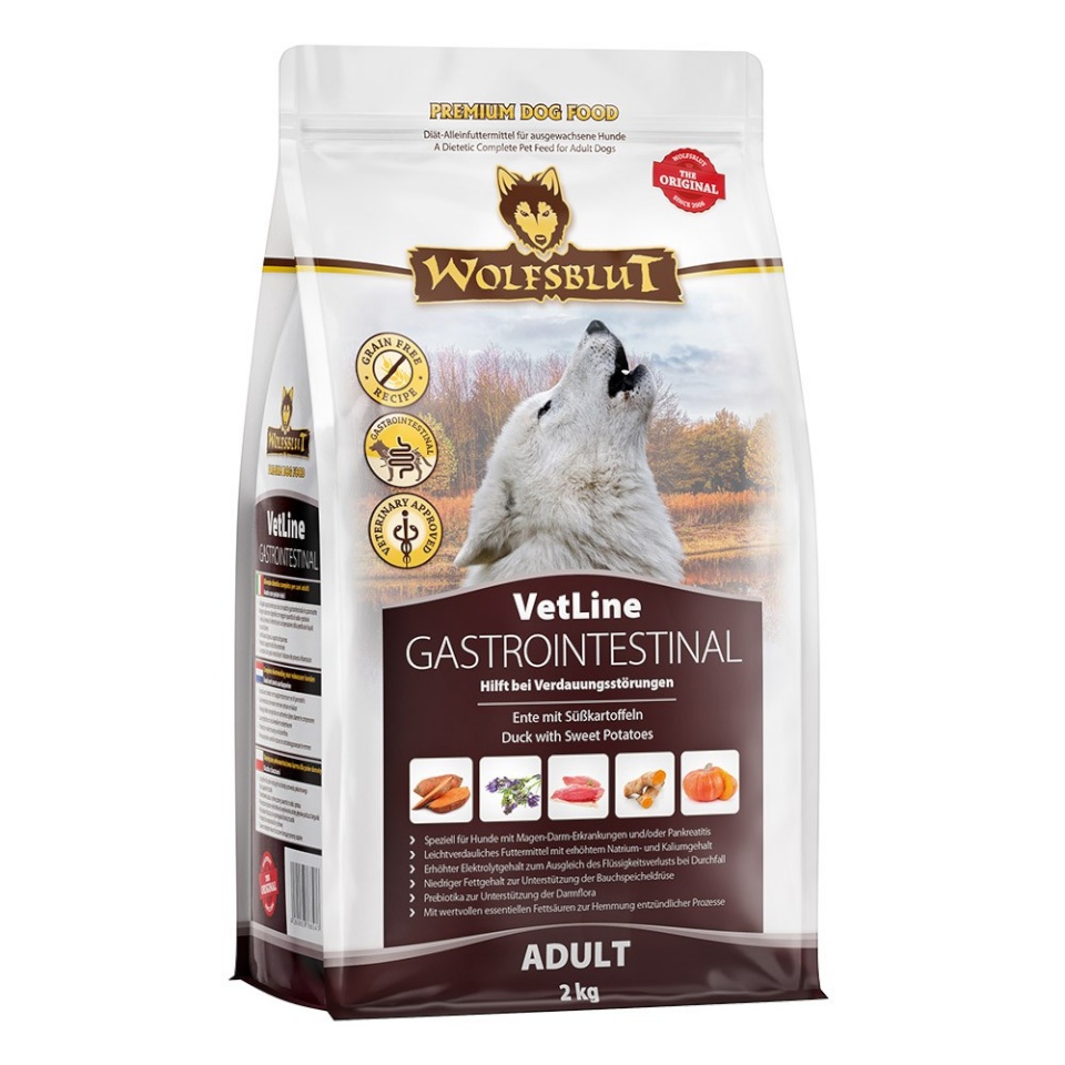 Wolfsblut kuivtoit koerale VetLine Gastrointestinal Adult Duck, Sweet Potato, 2kg 