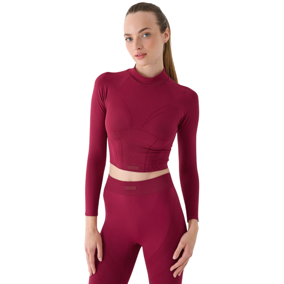 4F T-särk naistele Longsleeve Fnk F483 Burgund 4FRAW24TFLOF483 60S suurus M/L