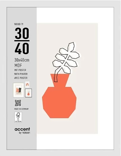 Nielsen Design pildiraam Photo Frame Wooden 3230202 Wood 19 valge 30x40 cm
