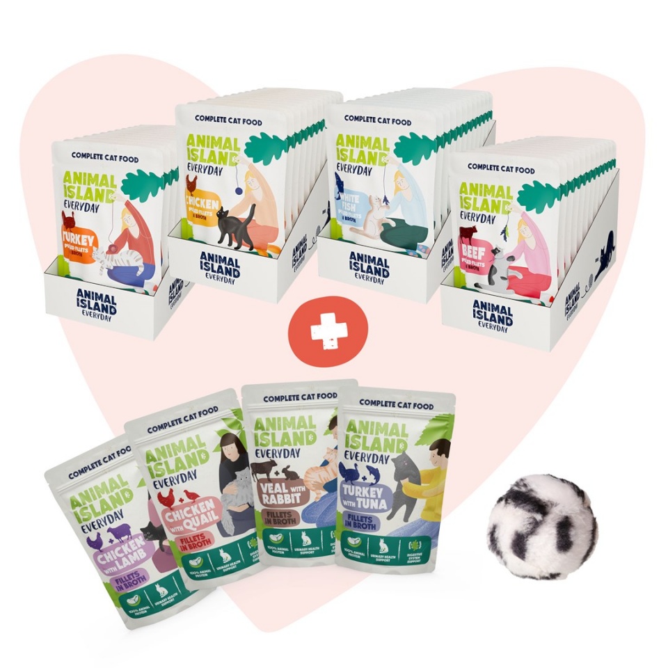 Animal Island kassitoit Love Box Fillets in Broth Box + Toy, 48x85g