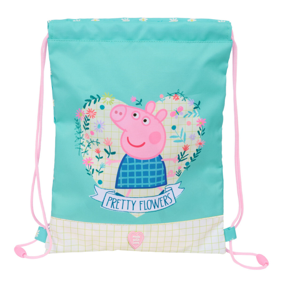 Peppa Pig paeltega seljakott Pretty flowers kollane Mündiroheline 26x34x1cm