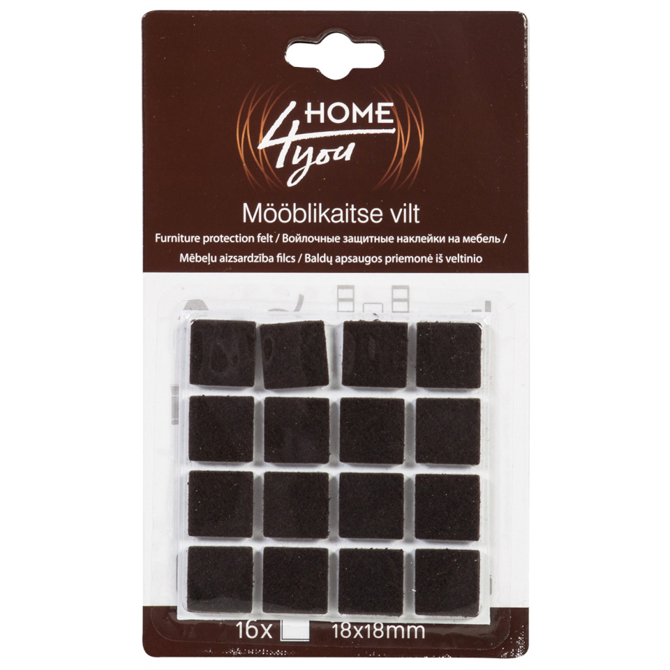 H4Y mööblikaitse vilt, 18x18mm x 16tk, must