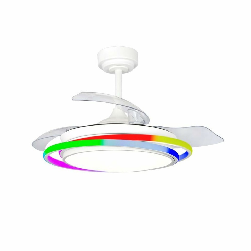 20363 Laeventilaator CristalRecord ANTILA MINI RGB WH RETRAC valge