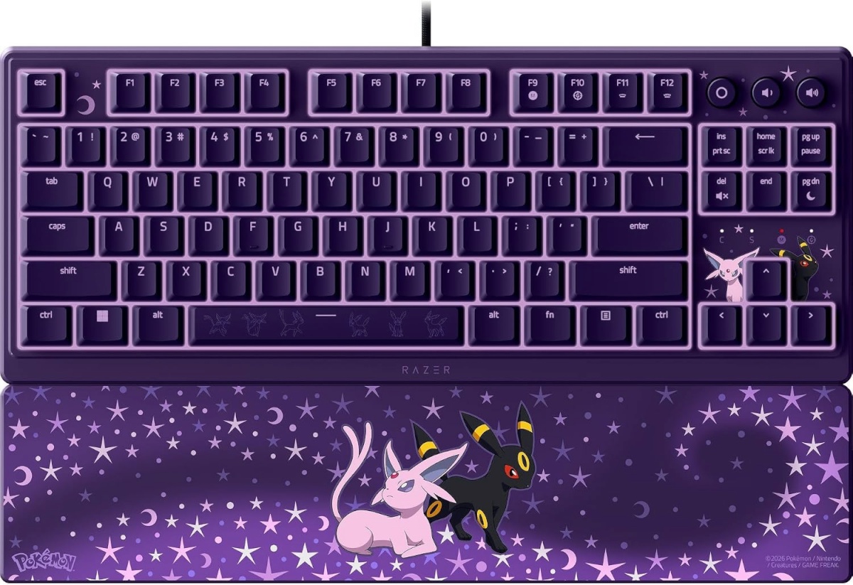 Razer klaviatuur Ornata V3 Tenkeyless Gaming keyboard Wired (US) Razer klaviatuur Mecha-Membrane Switches Wrist Rest Pokémon Espeon/Umbreon Edition