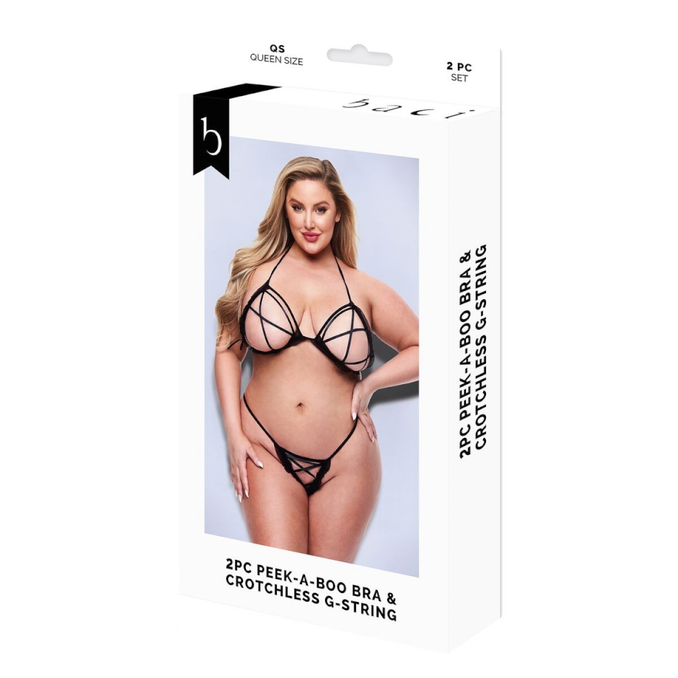 Baci Lingerie aluspesu komplekt Crotchless G- must 2-osaline