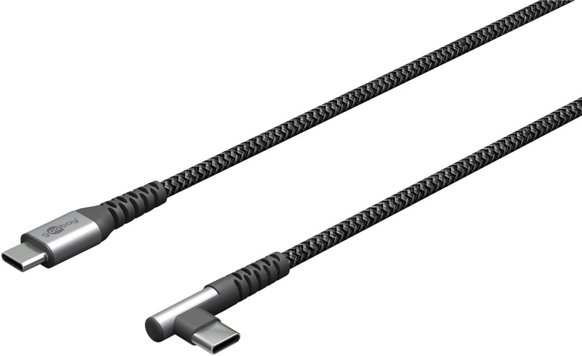 Goobay 64659 USB-C to USB-C Textile Cable with Metal Plugs (Space hall/hõbedane), 1 m