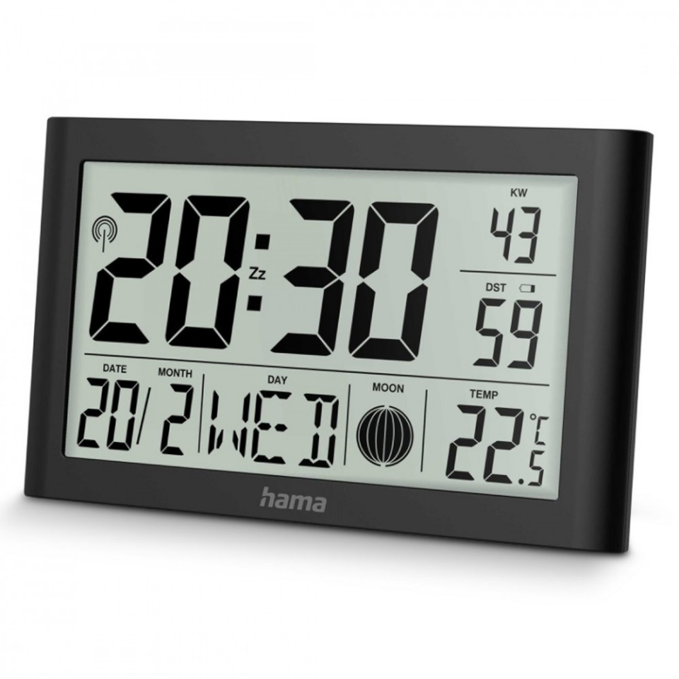 Hama seinakell Martinique Digital Wall Clock, must