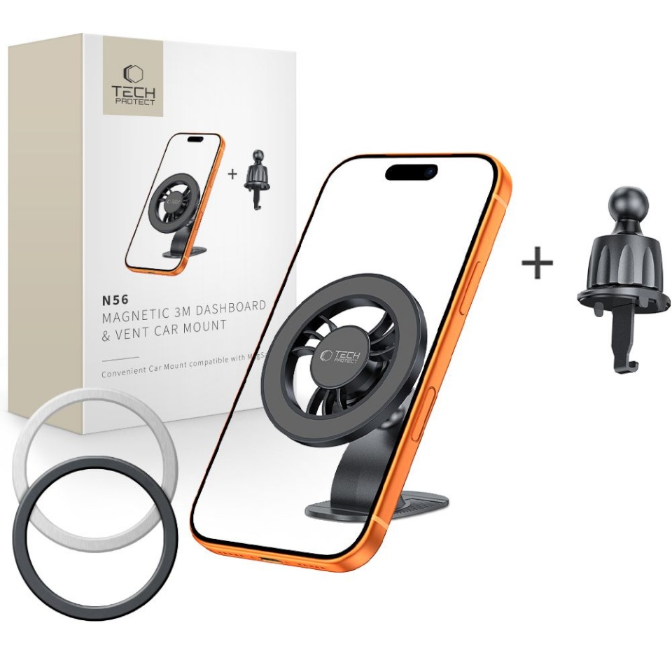 Tech-Protect autohoidja N56 Magnetic MagSafe 3M Dashboard & Vent Car Mount, must