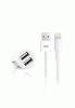 Fonex 2xUSB autolaadija Lightning kaabliga, 2.1A, valge