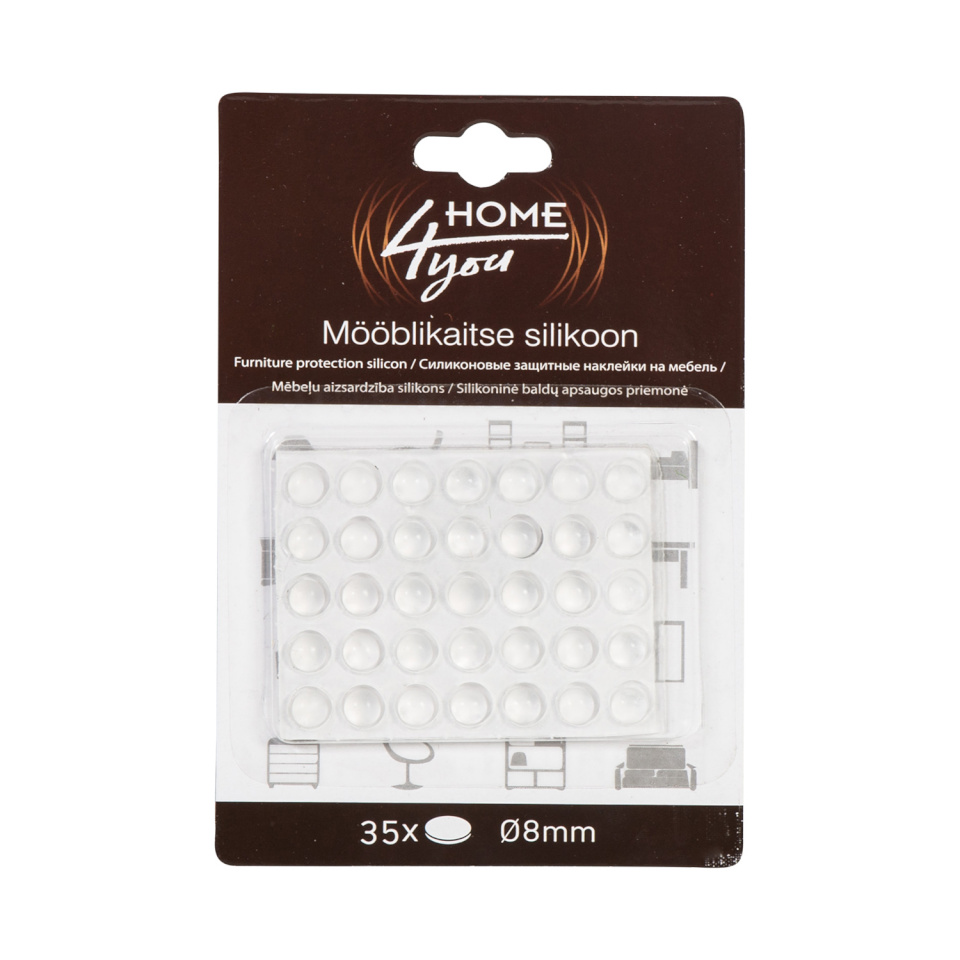 H4Y mööblikaitse silikoon, 8mm x 35tk, läbipaistev