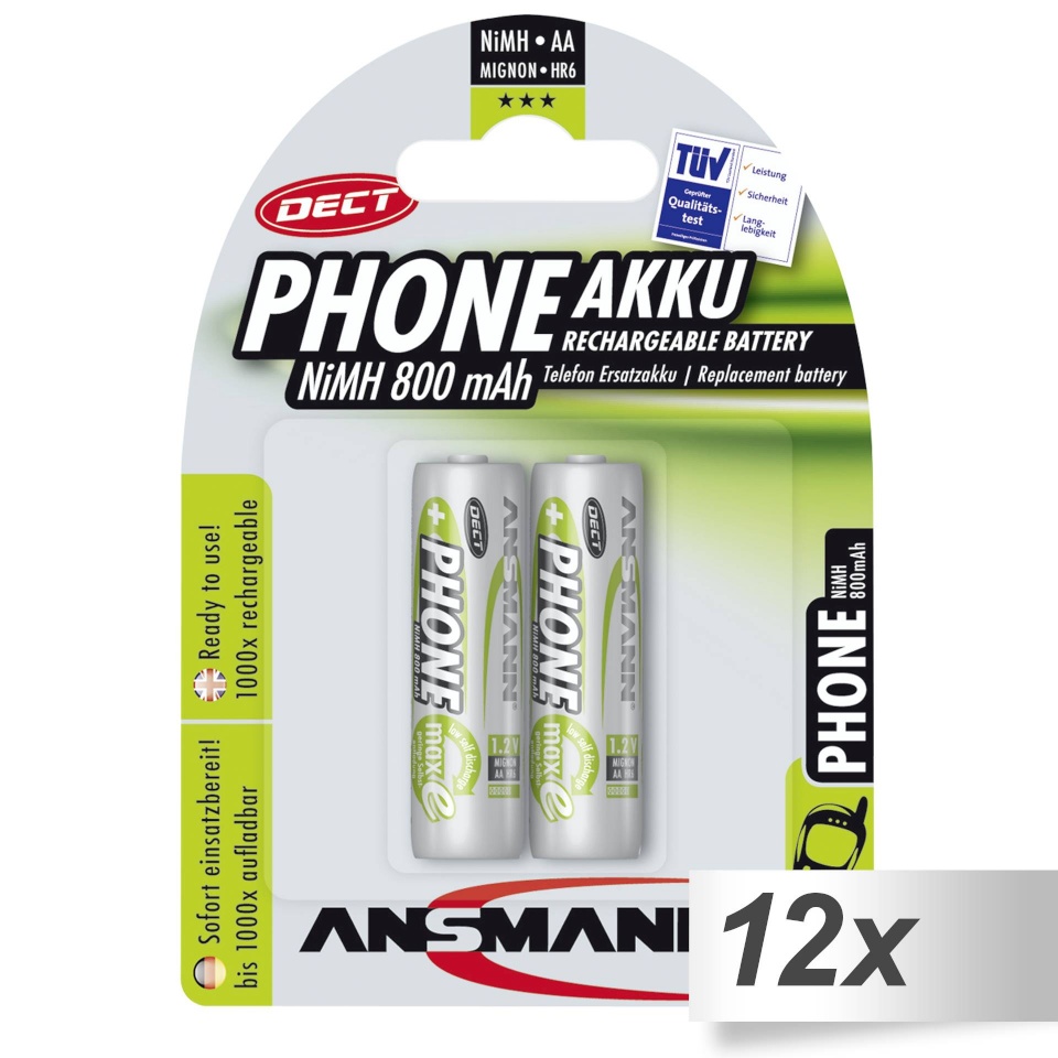 Ansmann akud 12x2 maxE NiMH Mignon AA 800mAh DECT Phone