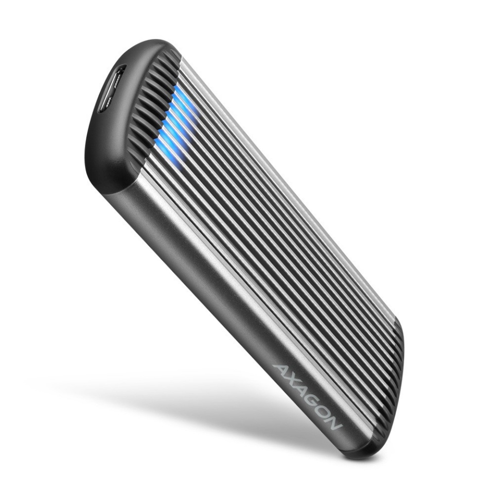AXAGON kettaboks Screwless RIBBED box EEM2-SA USB micro-B 3.2 Gen 1 - M.2 SATA SSD 30-80mm