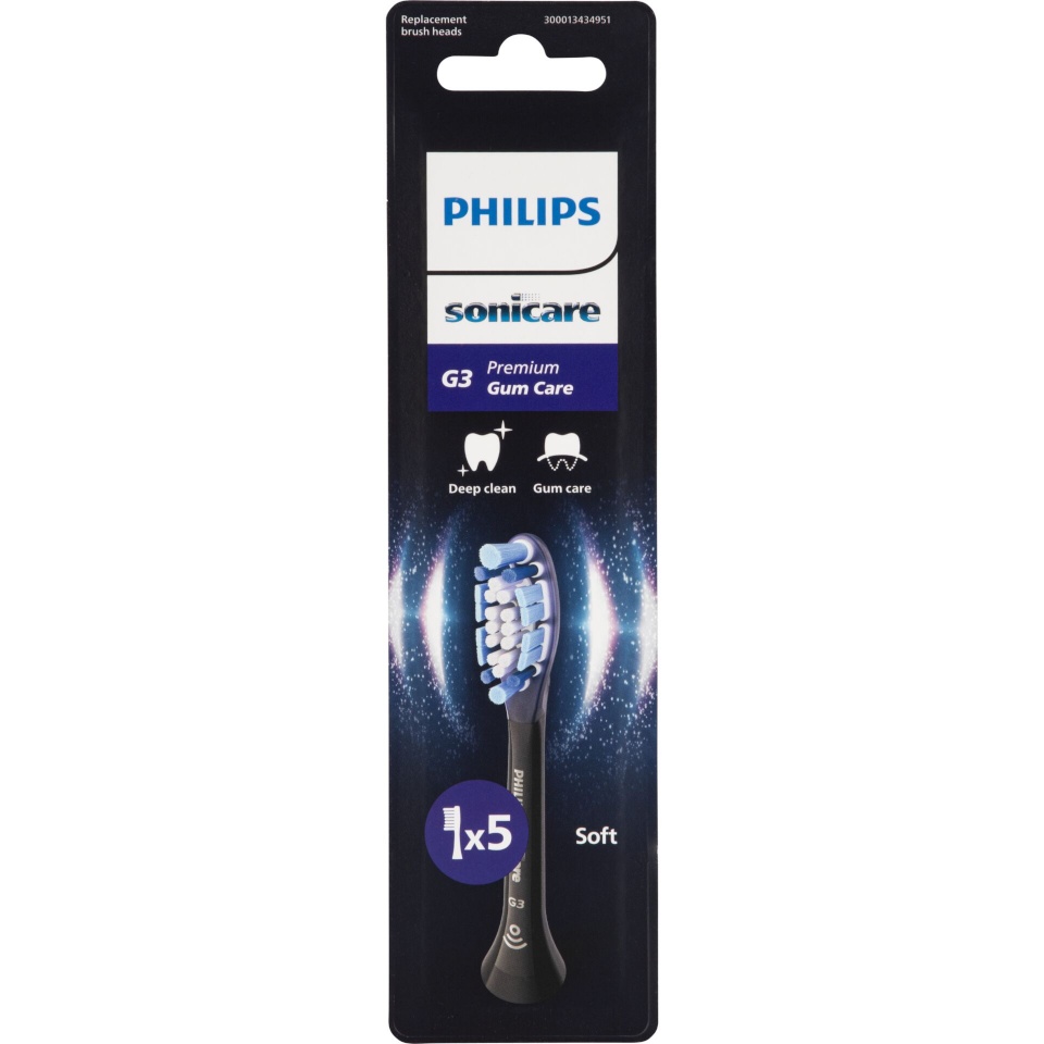 Philips lisaharjad HX9055/88 Sonicare G3 Premium Gum Care, 5tk, must