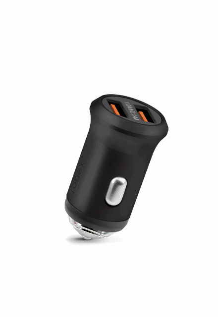 Fonex 2xUSB autolaadija, 2.1A, must