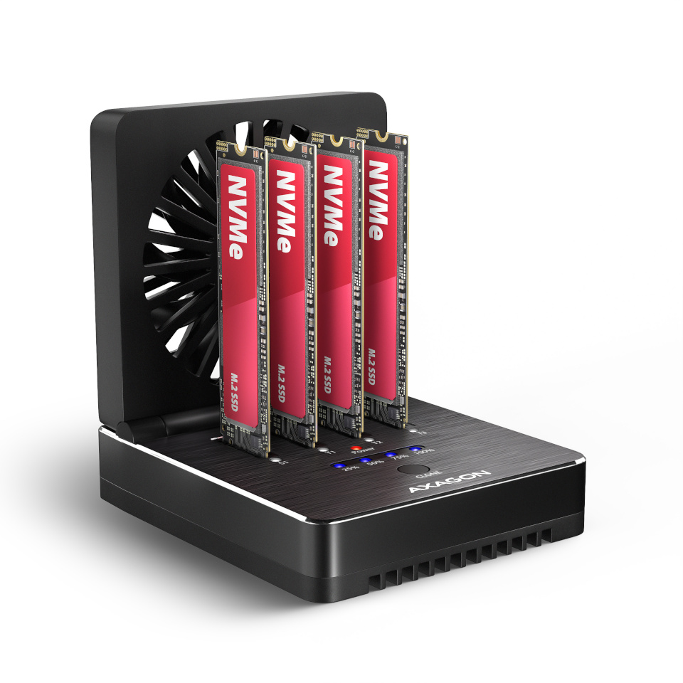 Axagon dokkimisalus AXAGON ADSA-M2C44 USB4 docking station for 4x M.2 NVMe SSDs with disk cloning function without a PC